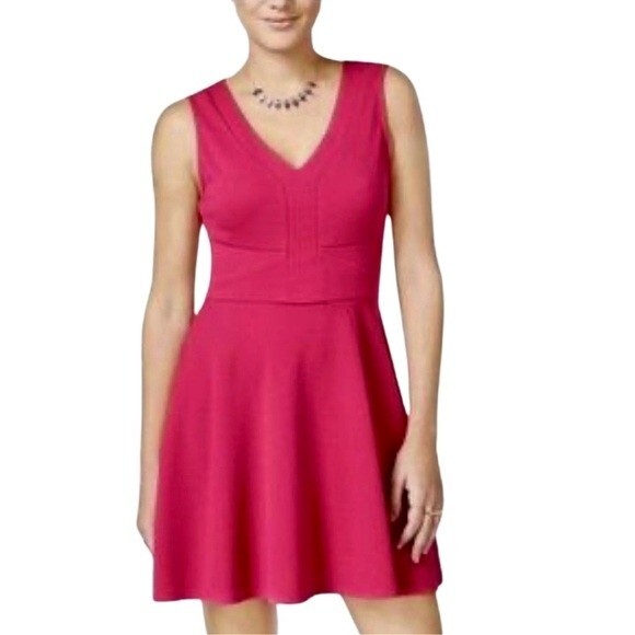 City Studio raspberry pink textured aline dress size large - Picture 1 of 6
